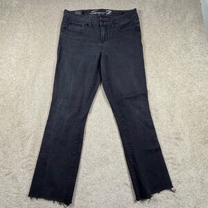 Seven7 Slim Boot Jeans Womens 10 Black Faded Raw Hem Studded Mid Rise Denim